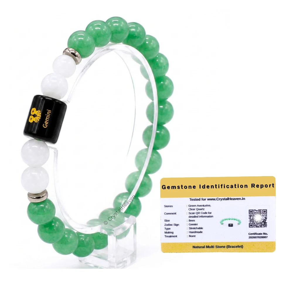 Gemini Bracelet (मिथुन राशि) - Green Aventurine & Milky Quartz (Only Bracelet)