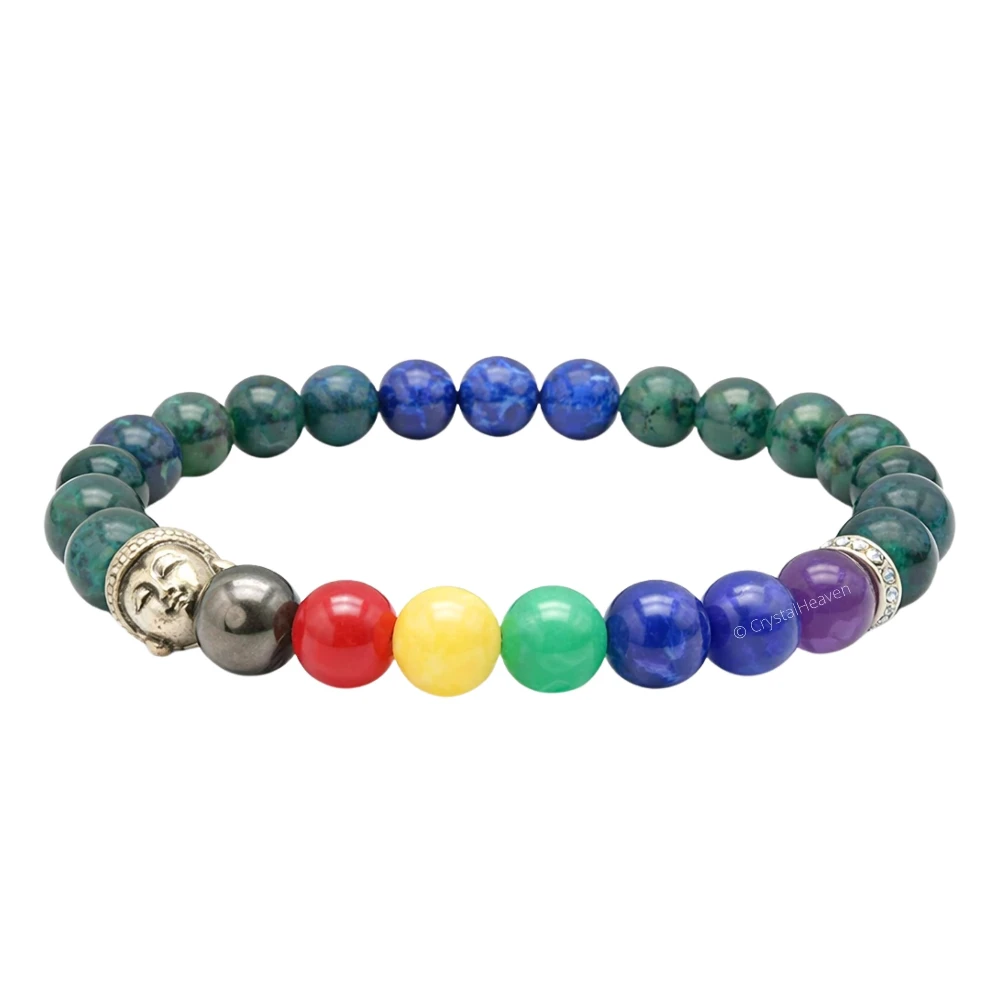 Chrysocolla Lapis Lazuli Chakra with Buddha Bracelet (Elastic)