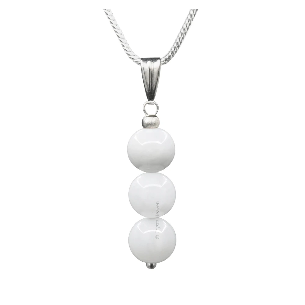 Selenite Crystal Bead Necklace (Silver)