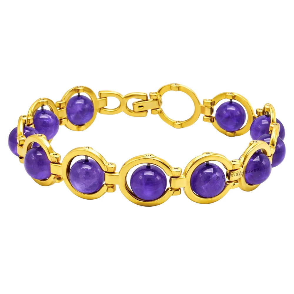 Amethyst Bracelet - Round Gold Chain