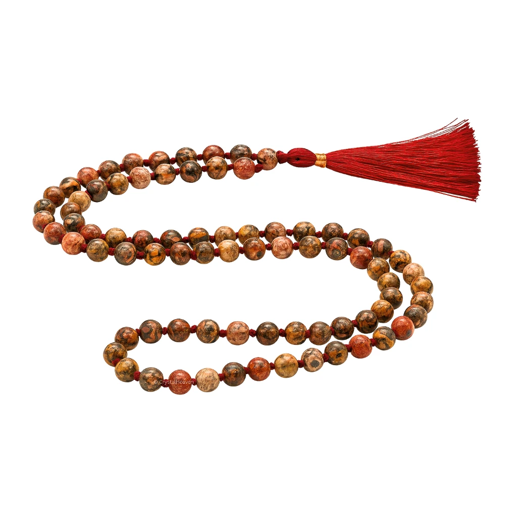 Leopard Jasper Japa Mala (Hand Knotted)