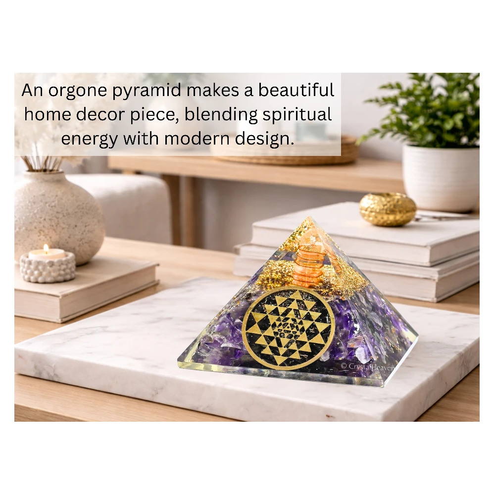Amethyst Orgone Pyramid (Round shriyantra)