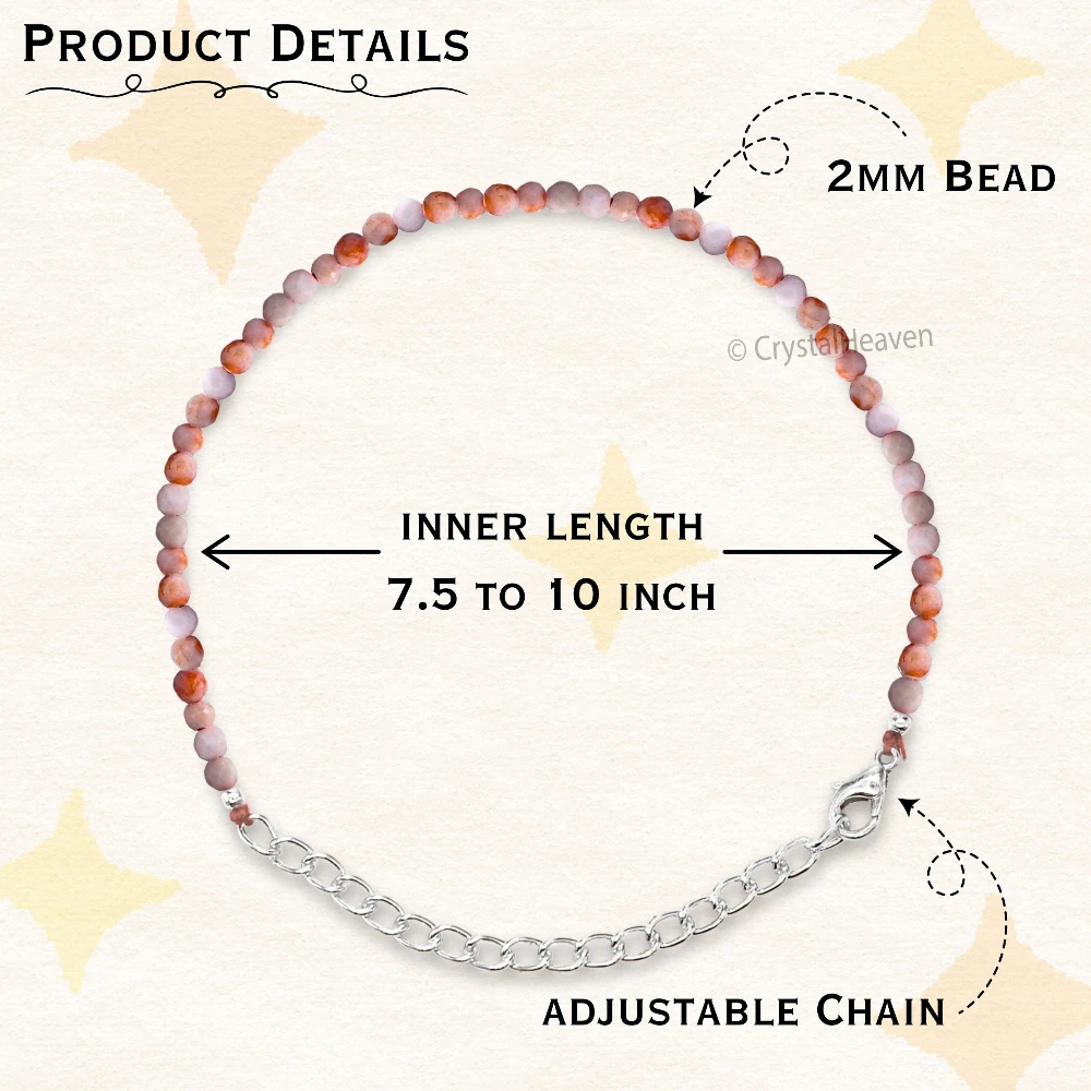 Orange Howlite Bracelets - 2mm Faceted Beads (Silver)