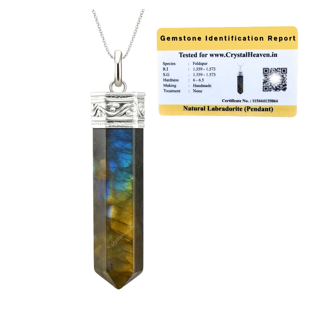 Labradorite Necklace - Pencil Point (Silver)