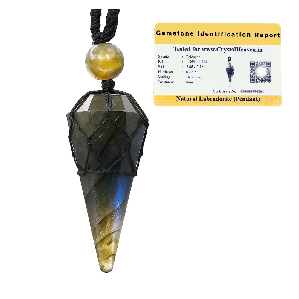 Labradorite Pendulum Pendant Necklace (Macrame)