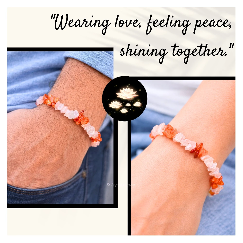 Rose Quartz & Carnelian Chips Bracelet
