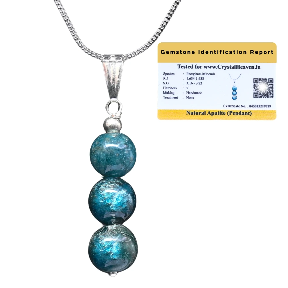 Apatite Crystal Bead Necklace (Silver)