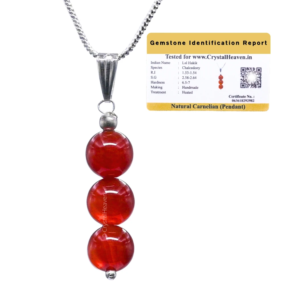 Carnelian Crystal Bead Necklace (Silver)