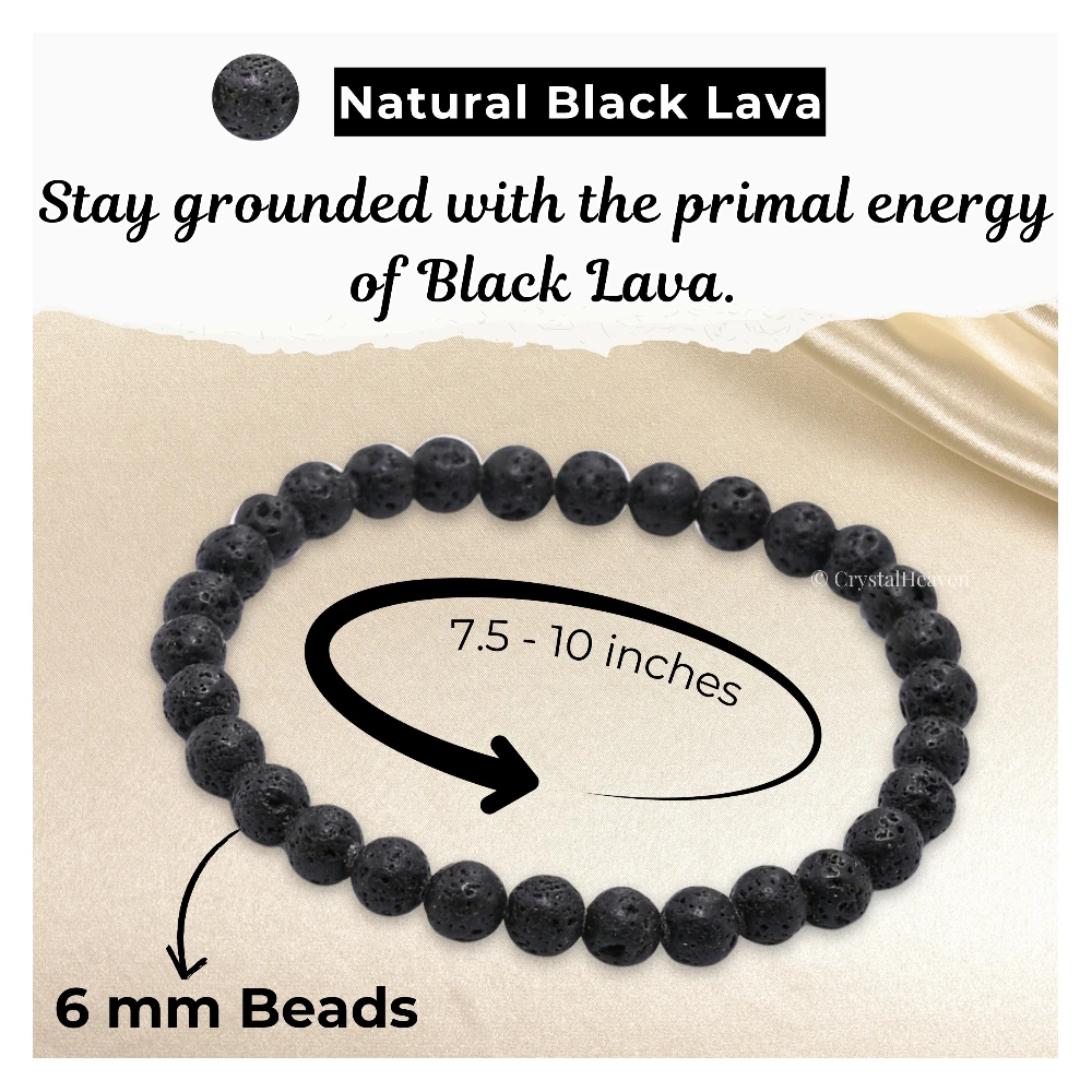 Lava Stone Healing Crystal Bracelets - 6mm Beads