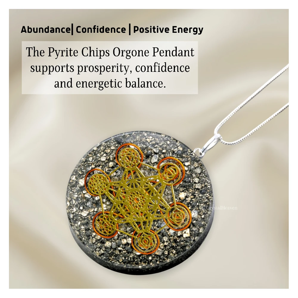 Pyrite Crystal Orgone Pendant - Chakra Metatron Cube