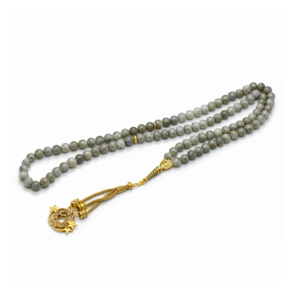 Labradorite Crystal Tasbih (Gold)