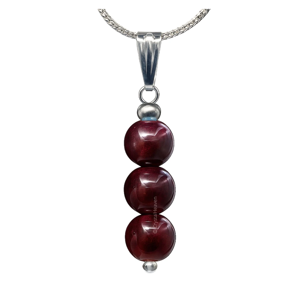 Garnet Crystal Bead Necklace (Silver)