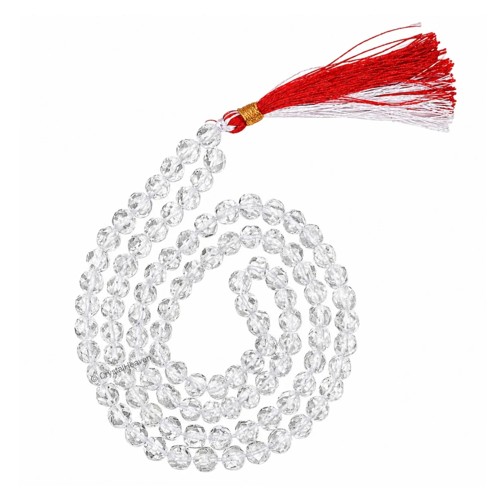 Sphatik Mala - Box Cut 108 Beads (6mm) (Without Knot)