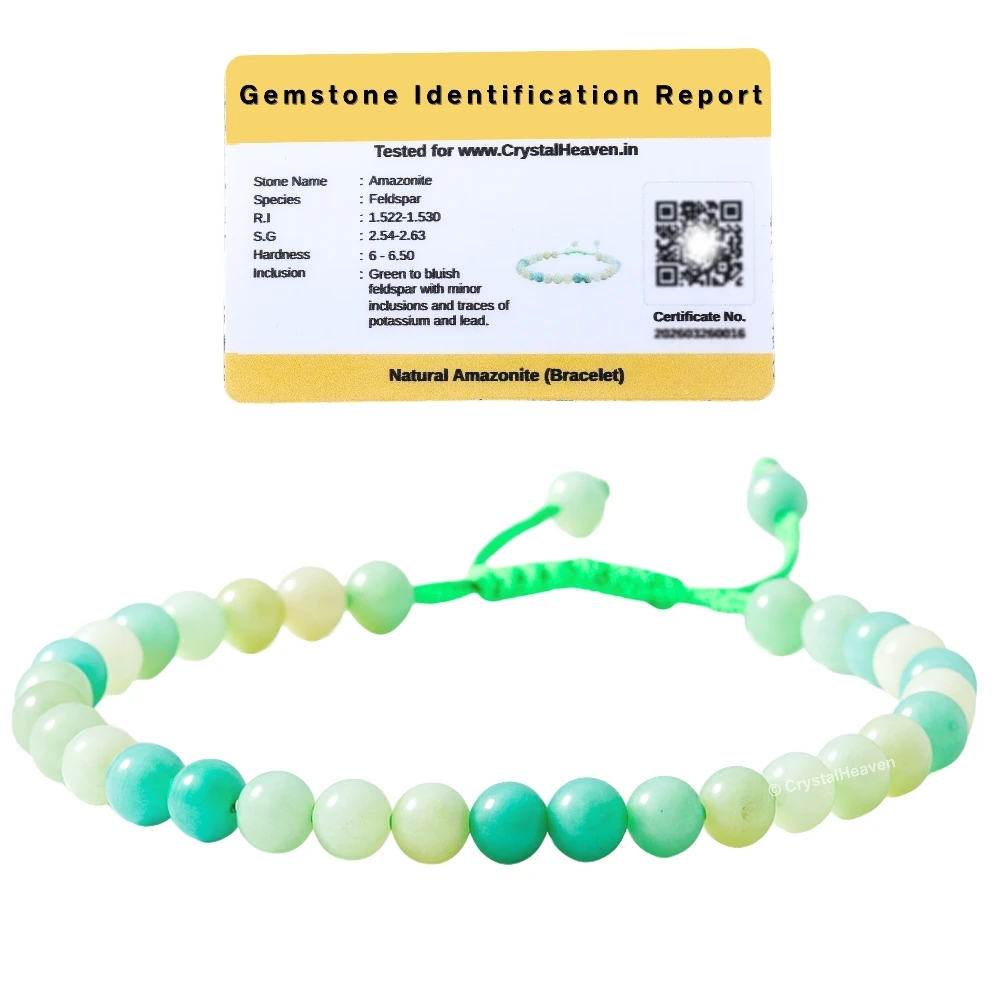 Amazonite Healing Crystal Bracelets - 6mm Beads (Adjustable)