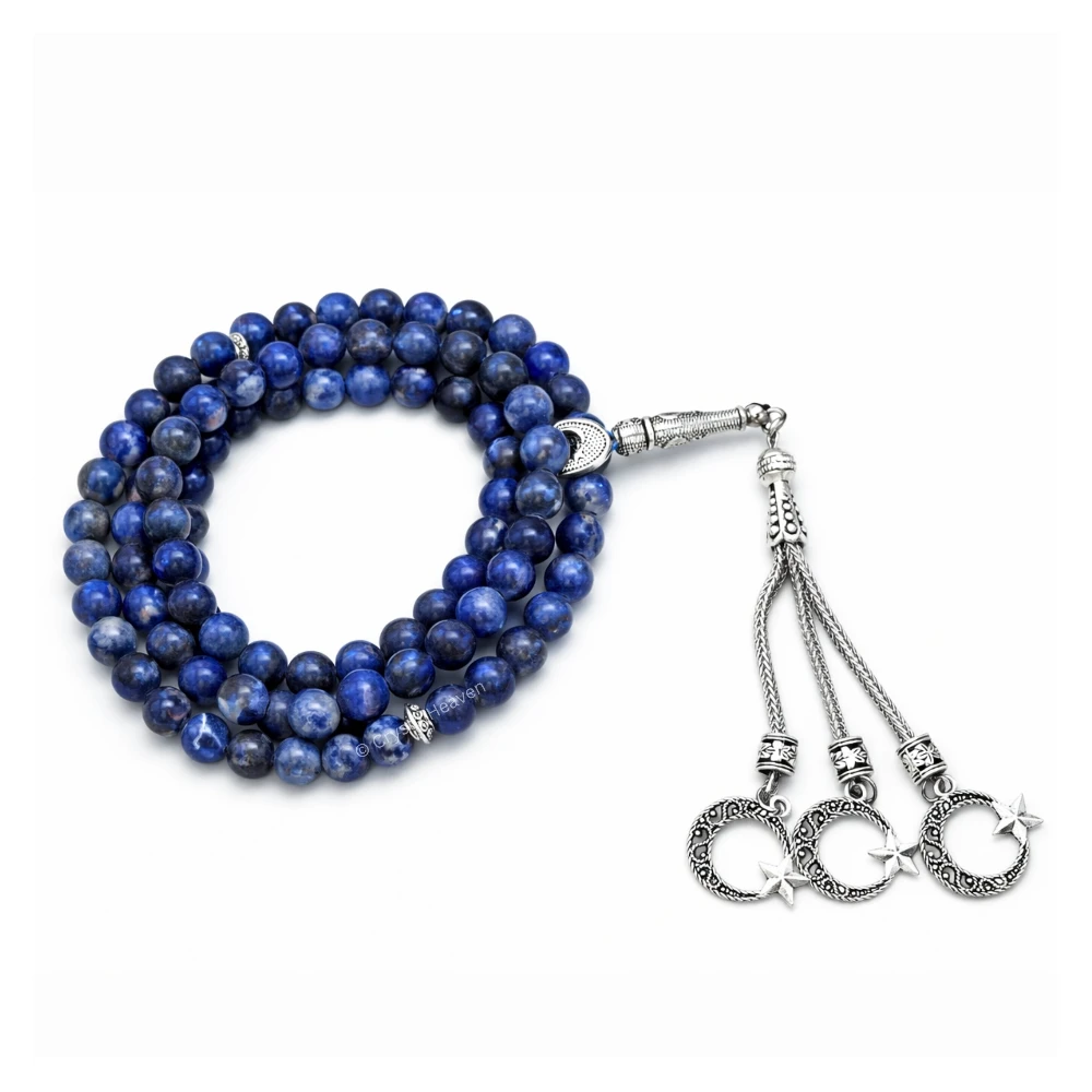 Sodalite Crystal Tasbih (Silver)