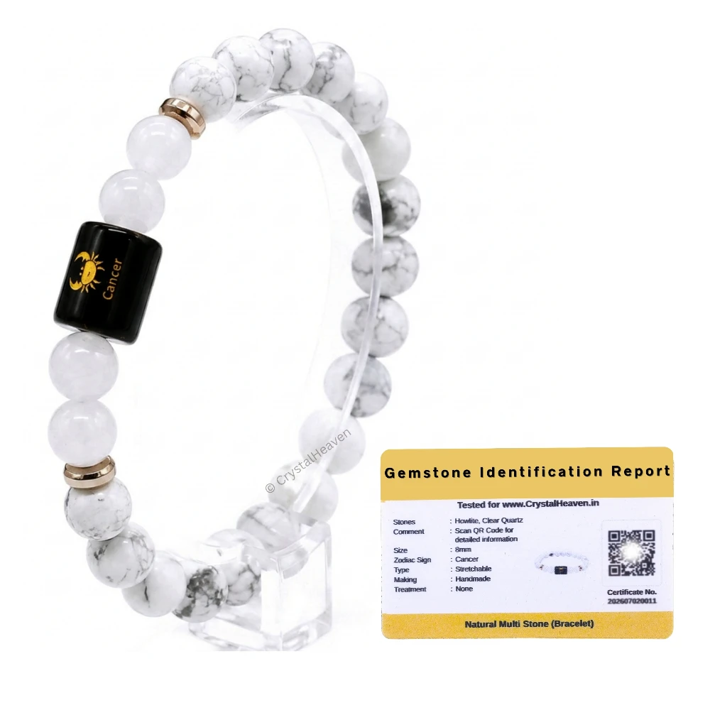 Cancer Bracelet (कर्क राशि) - Howlite & Milky Quartz (Only Bracelet)