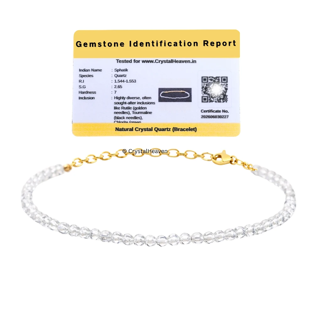 Clear Quartz Bracelets - 2mm Faceted Beads (Gold)