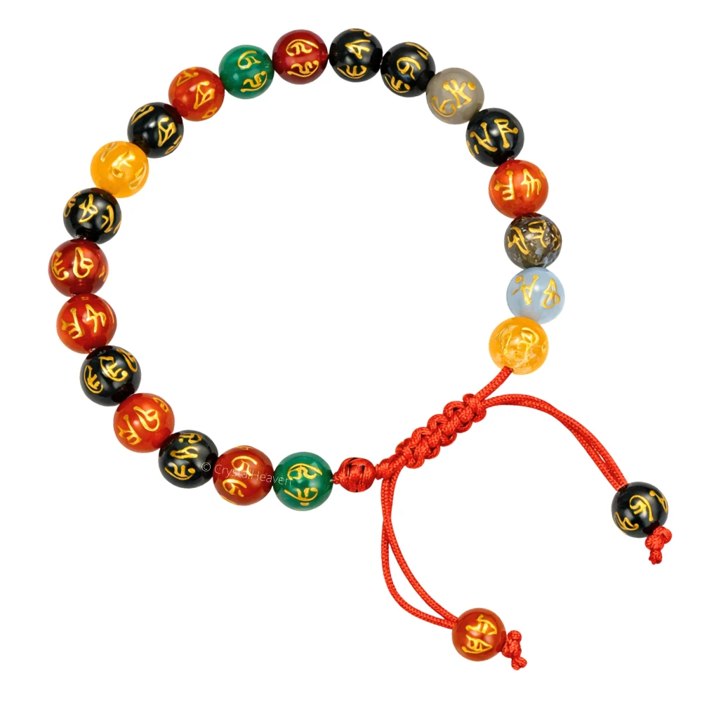 Multi Agate OM Mani Padme-Hum Bracelet (Adjustable)