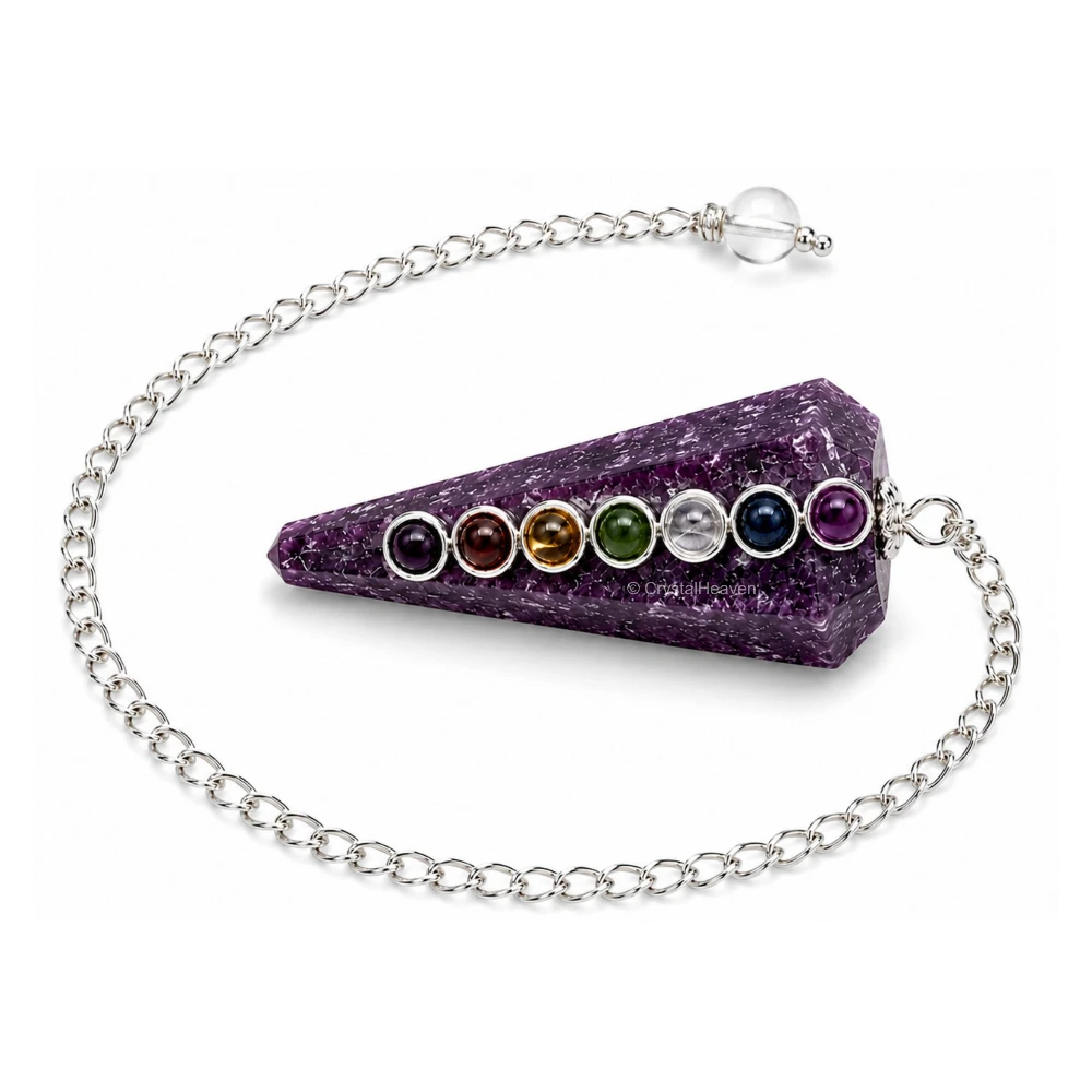 Lepidolite Pendulum with Chakra Beads