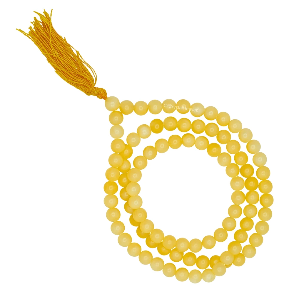 Yellow Calcite Japa Mala (Without Knot)