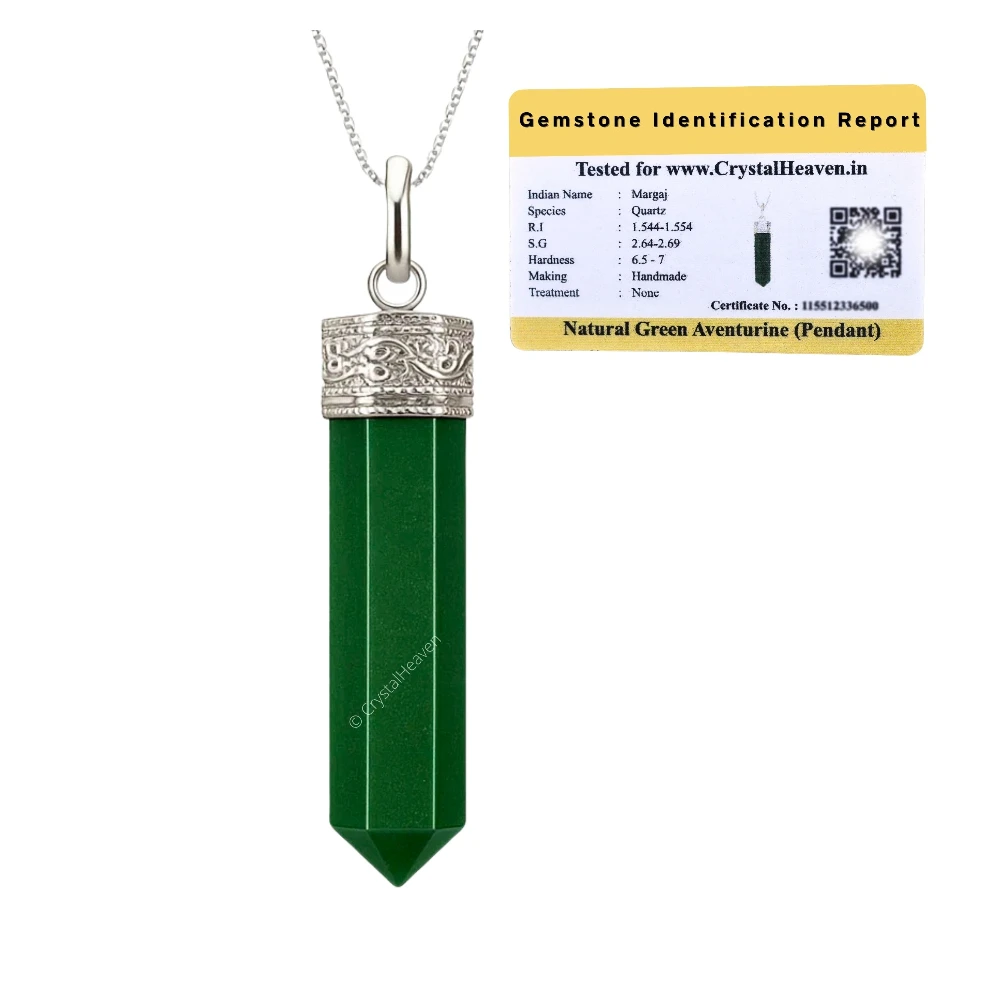 Green Aventurine Necklace - Pencil Point (Silver)