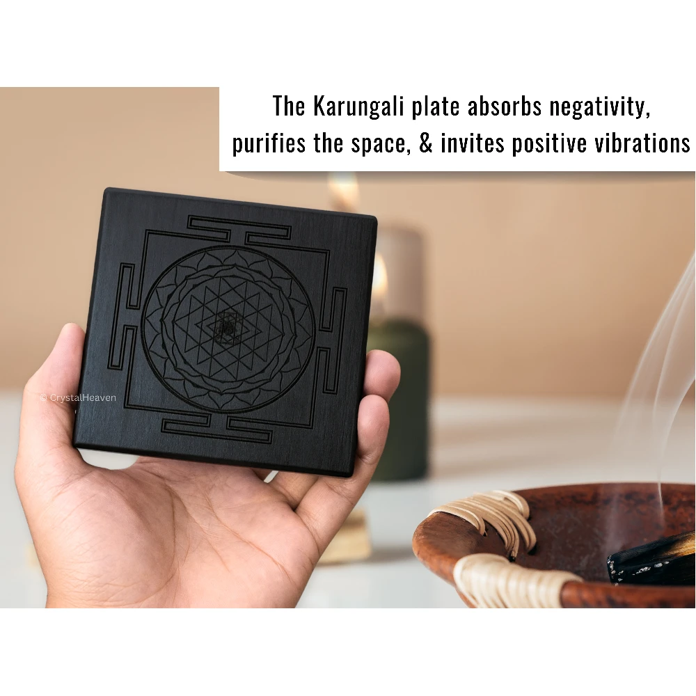Ebony Wood Karungali Plate - Shree Yantra (3 Inch)