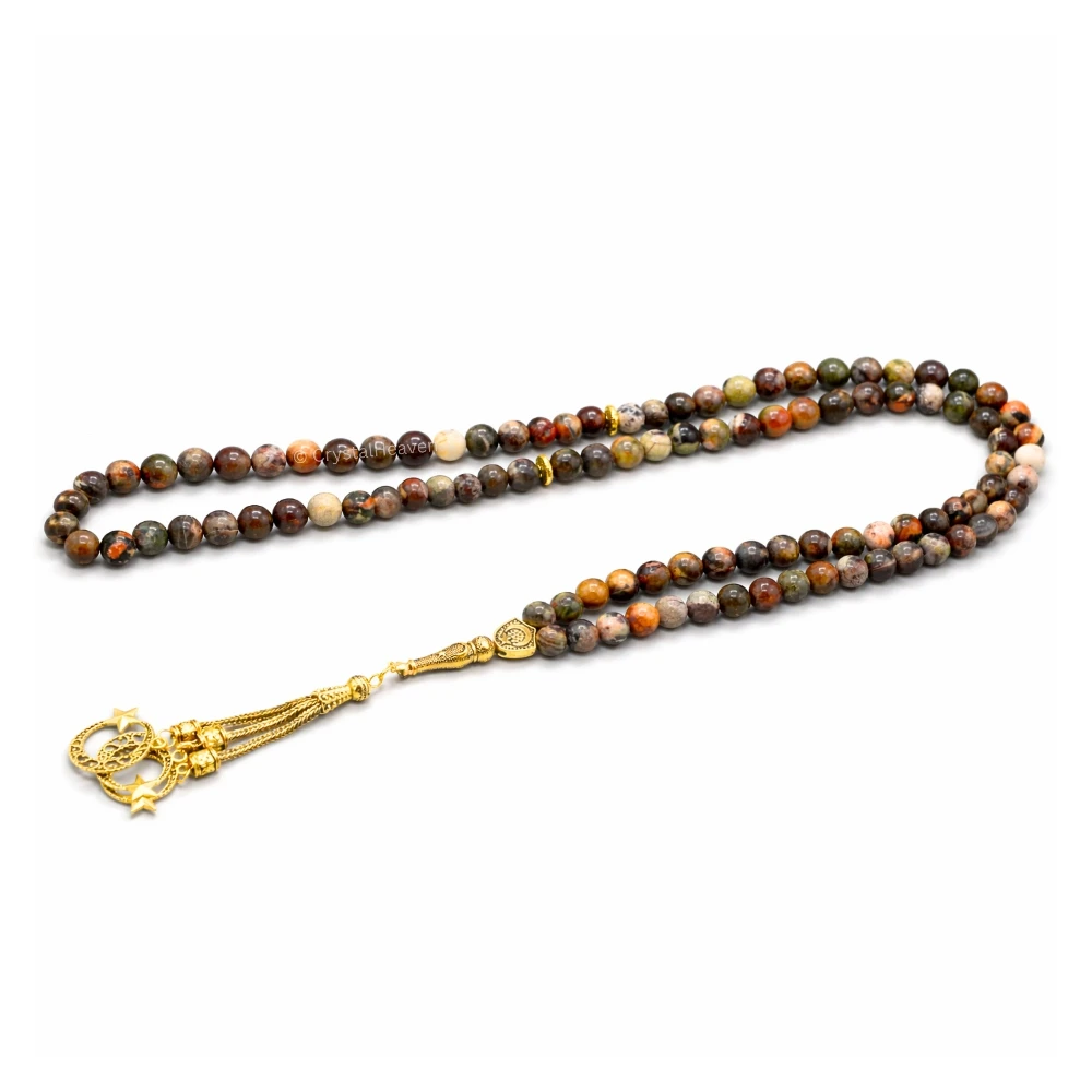 Brown Opal Crystal Tasbih (Gold)