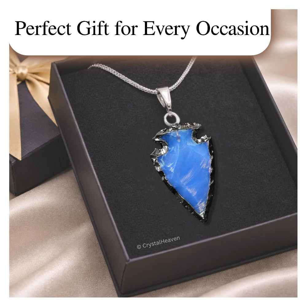 Opalite Arrow Head Pendant - Rhodium Plated