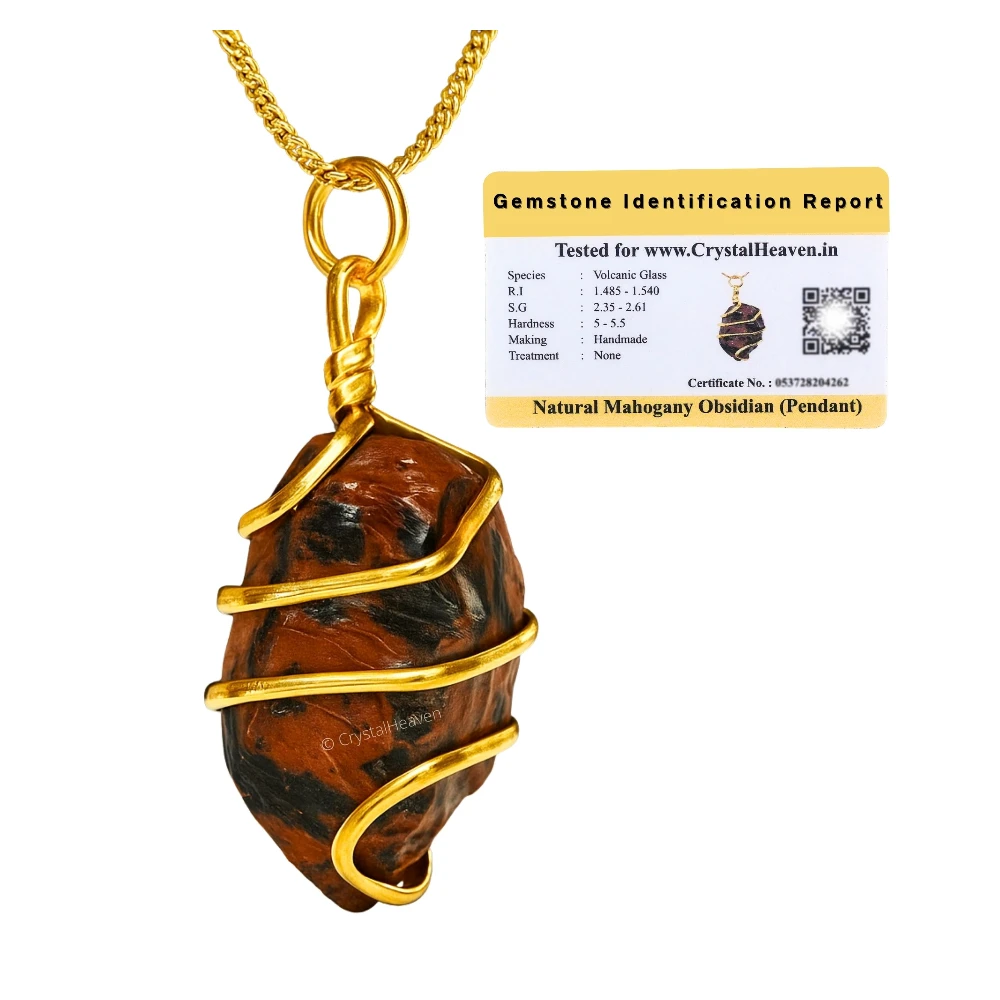 Mahogany Obsidian Necklace - Raw Crystal (Gold)