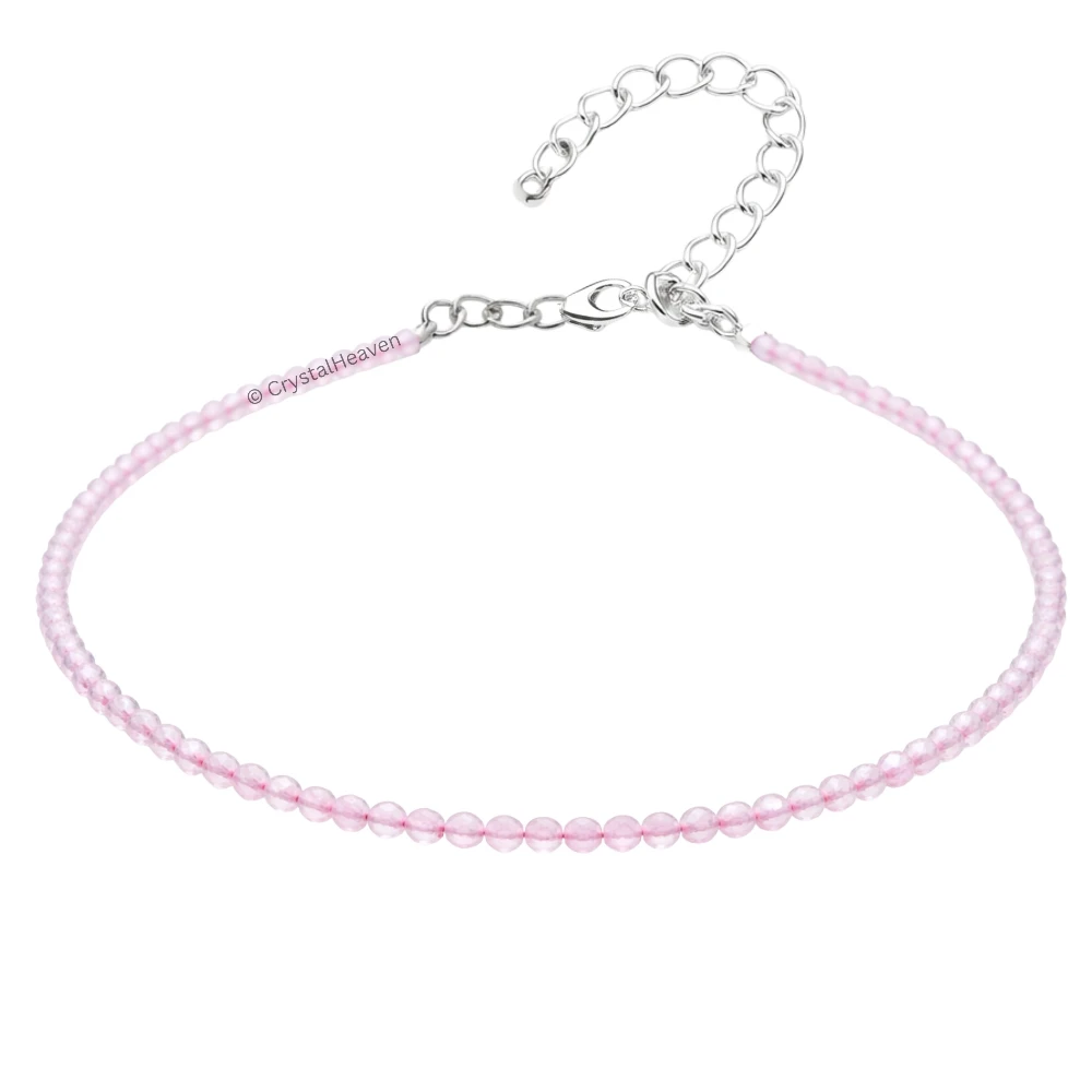 Rose Quartz Anklet - 2mm Faceted Beads