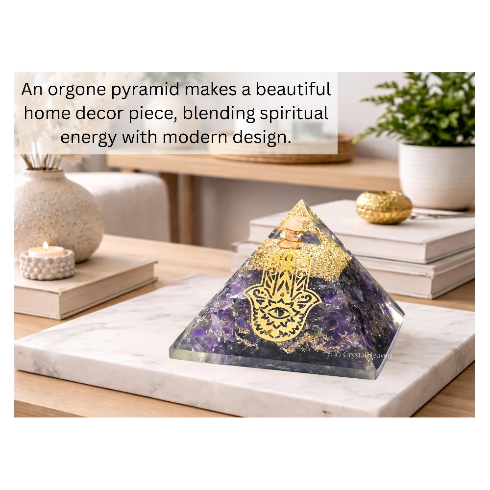 Amethyst Orgone Pyramid (Hamsa)