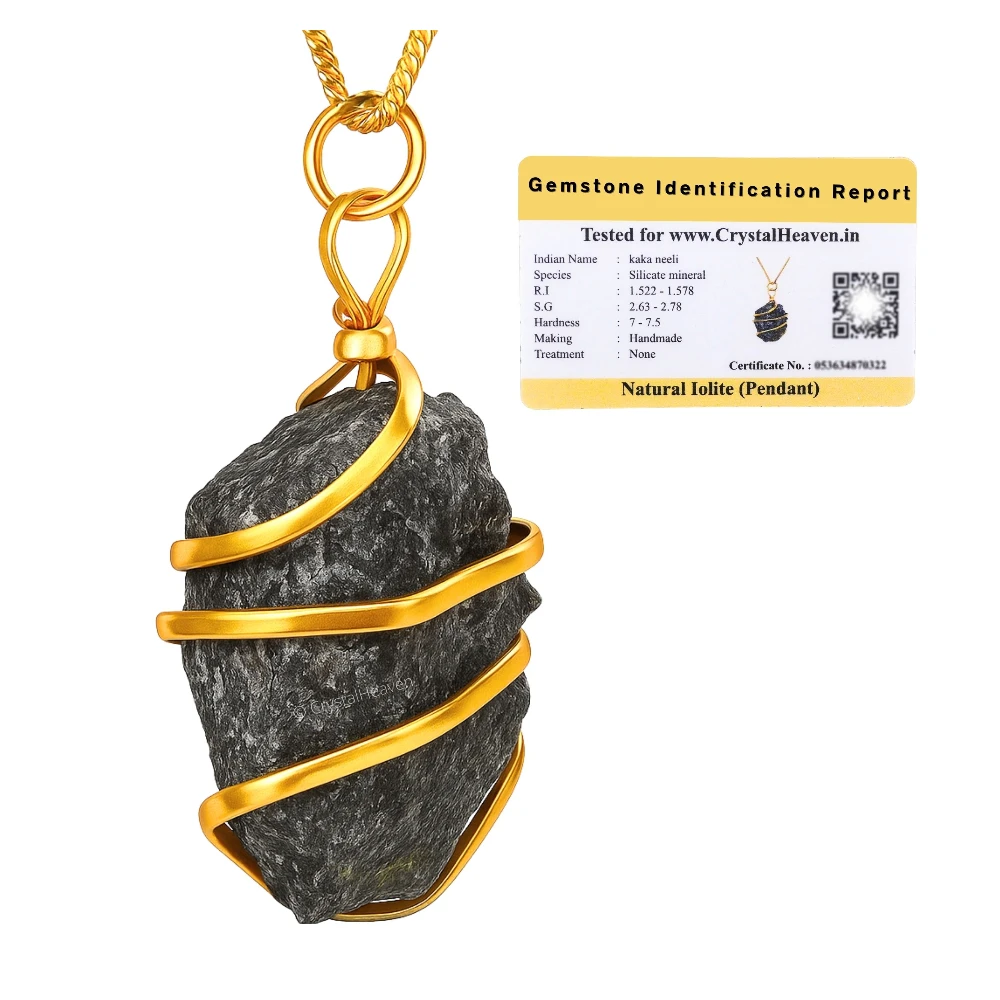 Iolite Necklace - Raw Crystal (Gold)
