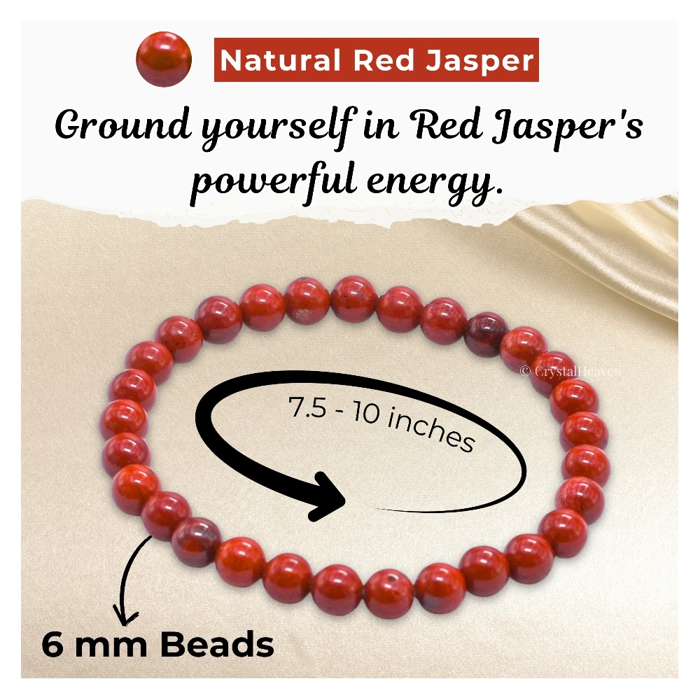 Red Jasper Healing Crystal Bracelets - 6mm Beads
