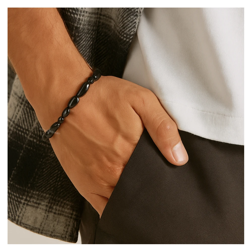 Black Obsidian Tumbled Bracelet (Elastic)