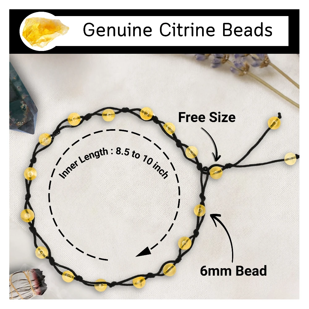 Citrine Anklet (Hand Knotted)