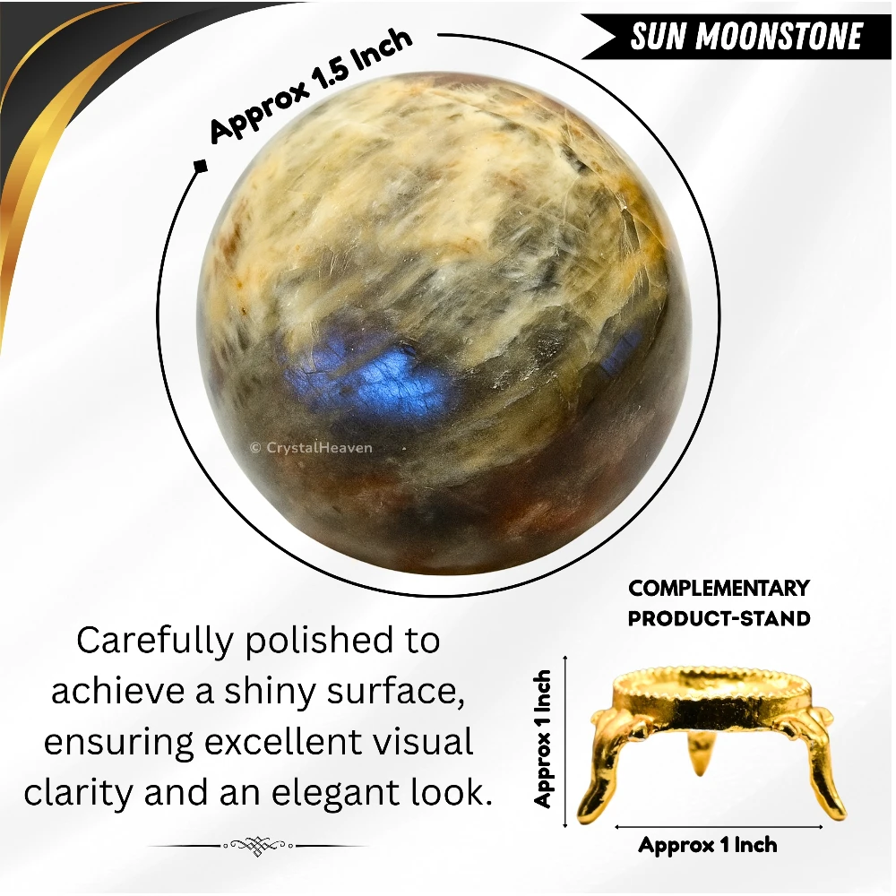 Sun Moonstone Sphere (1.5 Inch)