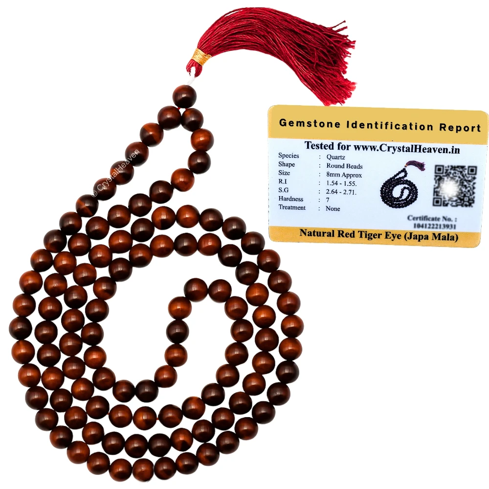 Red Tiger Eye Japa Mala (Without Knot)