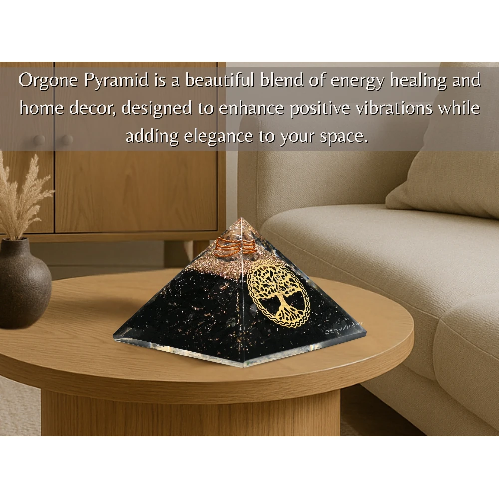 Shungite Orgone Pyramid (Vintage Tree Of Life)