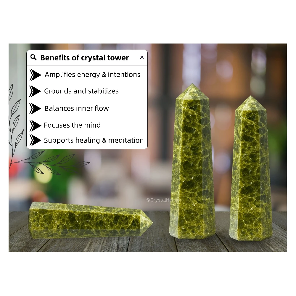 Green Tourmaline in Matrix Crystal Tower (2" to 3" inch)