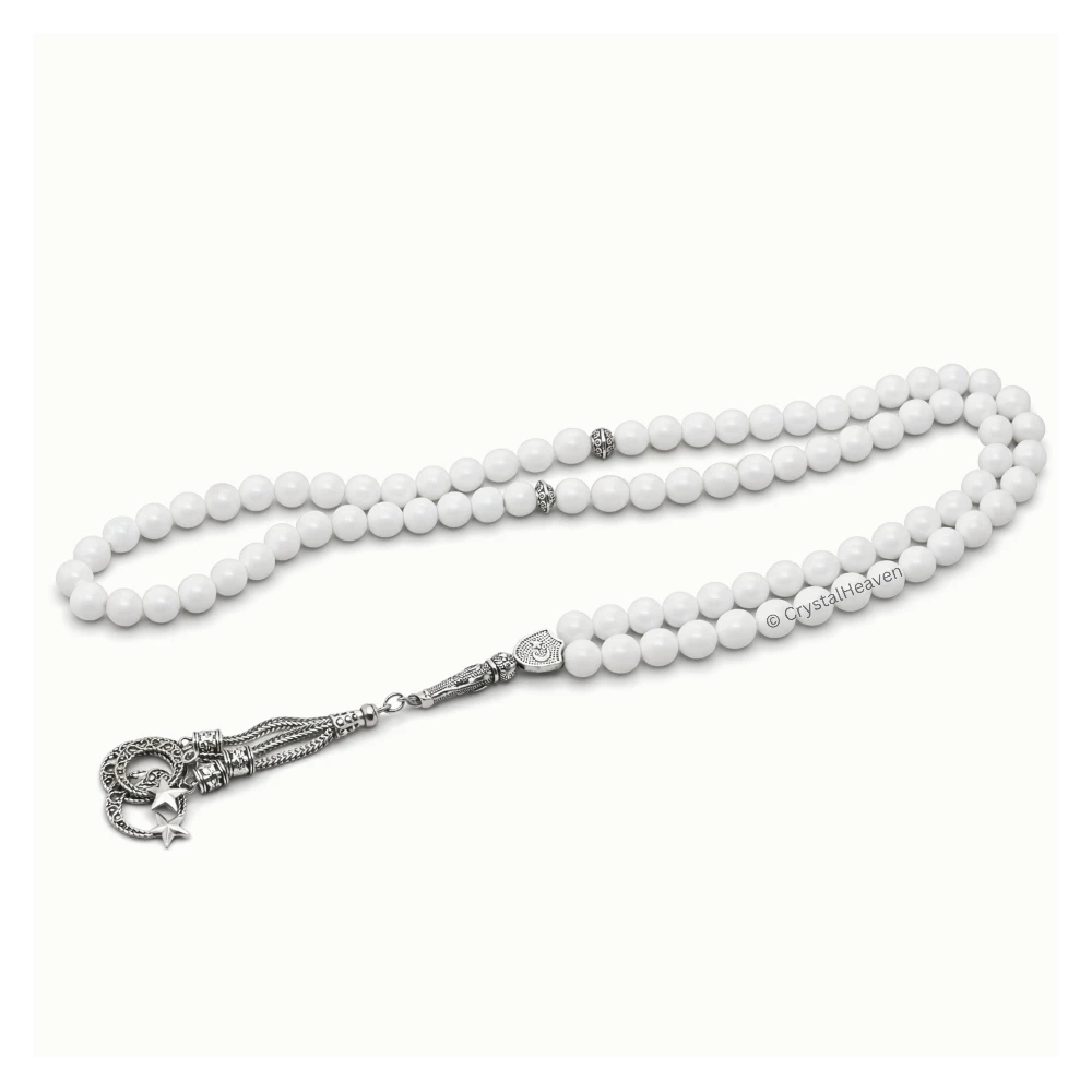 Mother of Pearl Crystal Tasbih (Silver)
