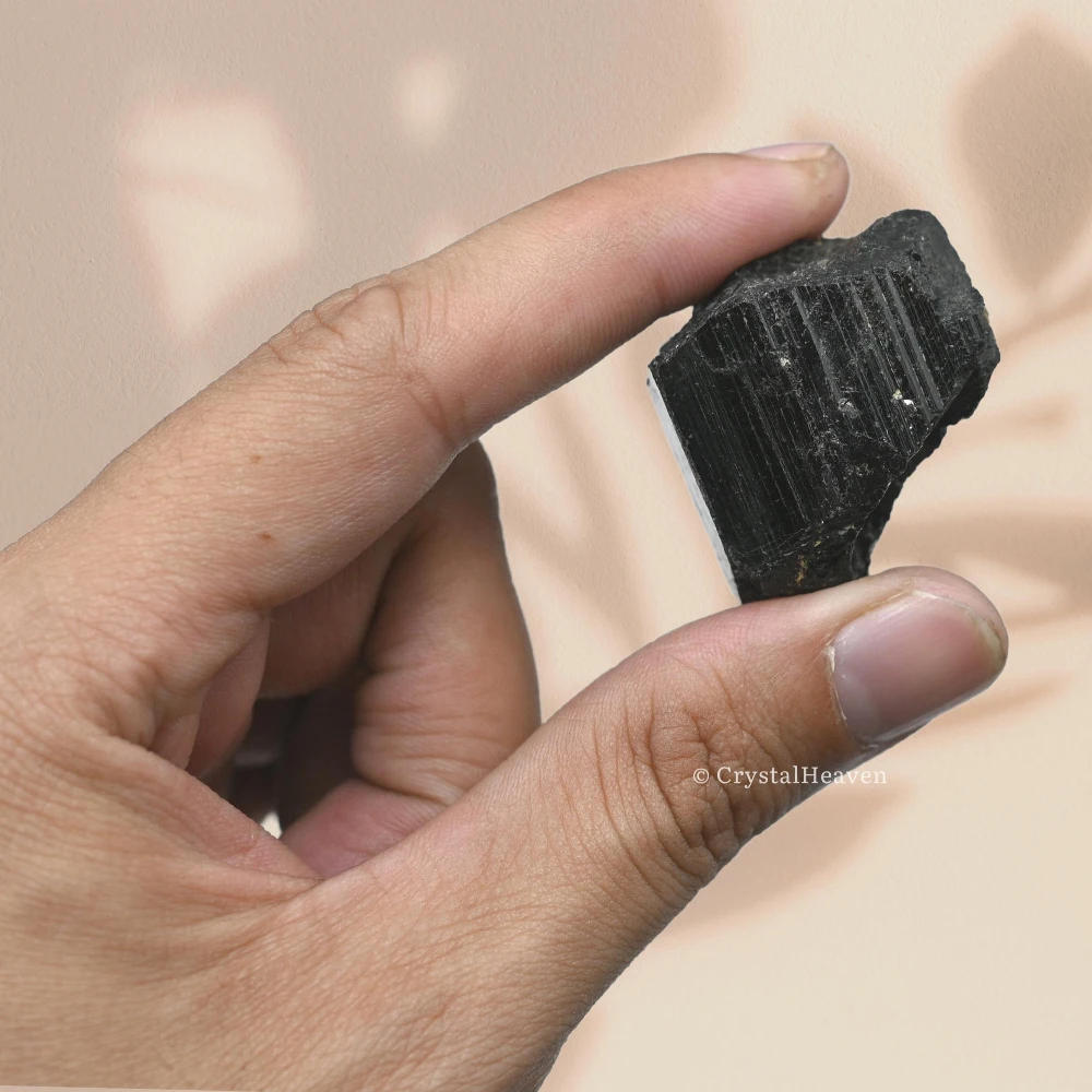 Raw Black Tourmaline Crystals (2 Pieces)