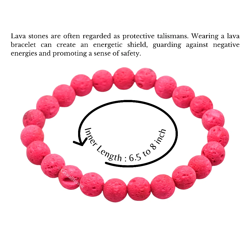 Pink Lava Stone Bracelet (Elastic)
