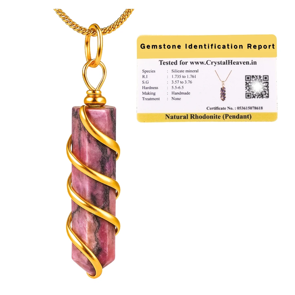 Rhodonite Necklace - Spiral Pencil Point (Gold)