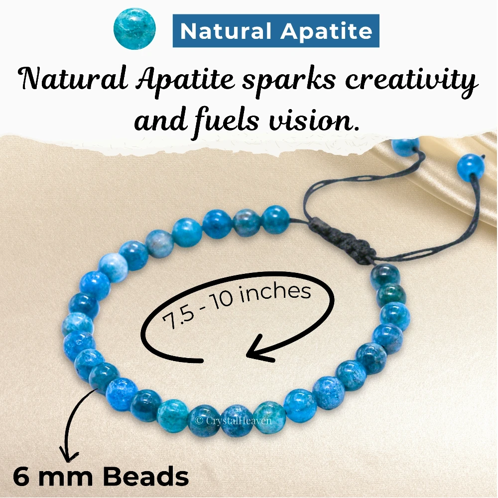 Apatite Healing Crystal Bracelets - 6mm Beads (Adjustable)