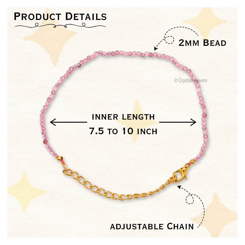 Pink Strawberry Bracelets - 2mm Faceted Beads (Gold)