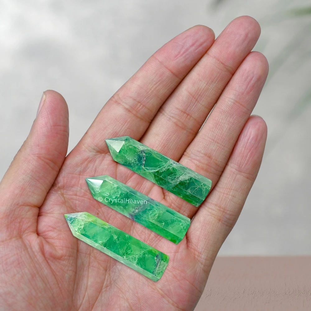 Green Fluorite Pencil Points (Set of 50)