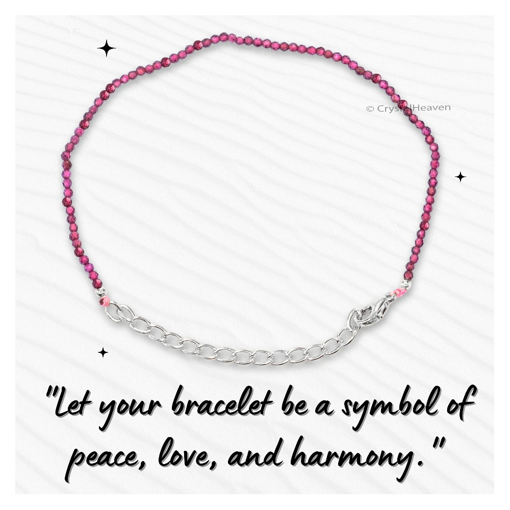 Pink Garnet Bracelets - 2mm Faceted Beads (Silver)