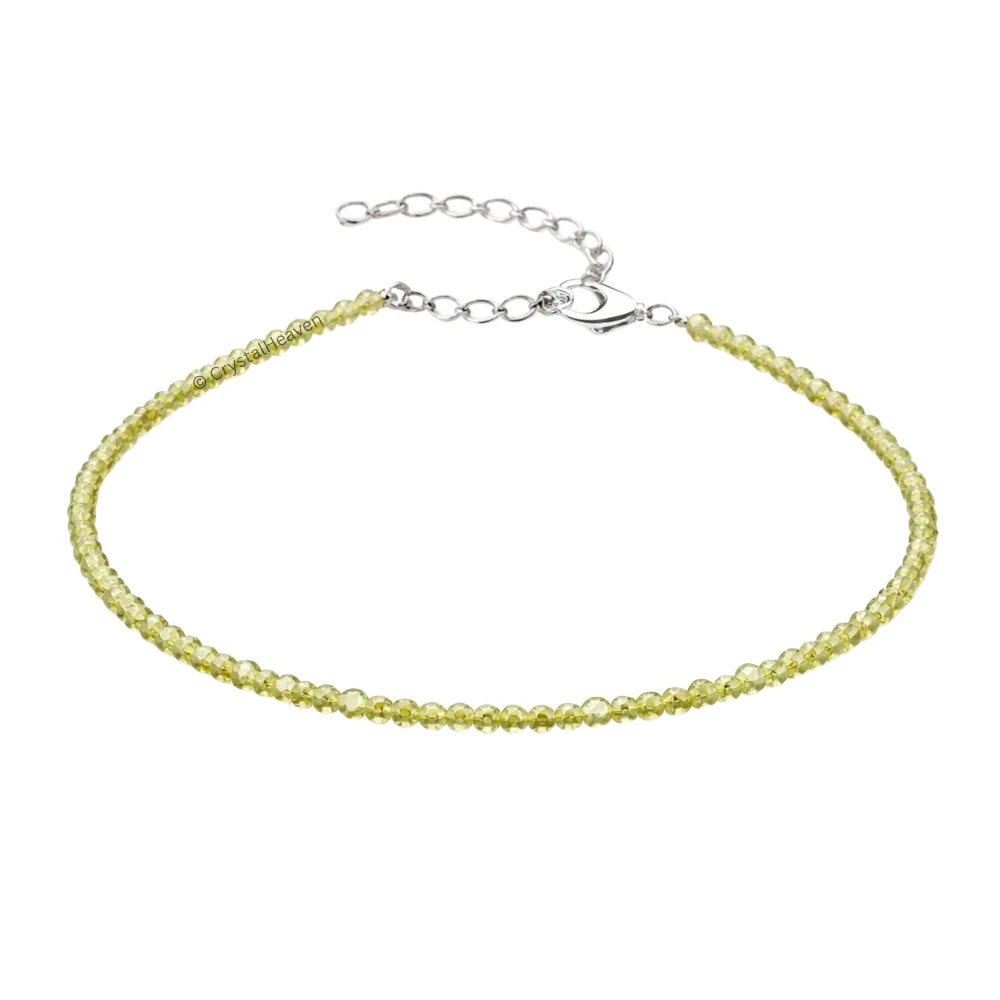 Peridot Anklet - 2mm Faceted Beads