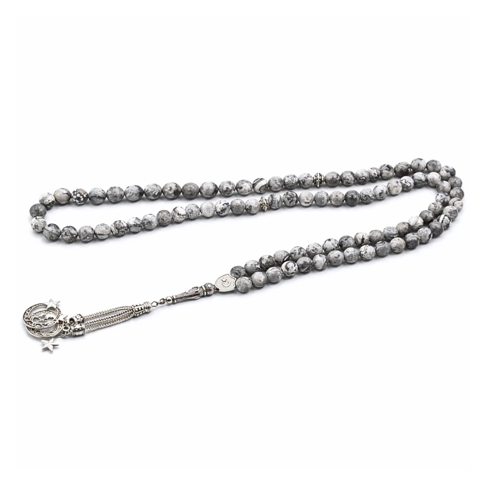 Black Picasso Crystal Tasbih (Silver)