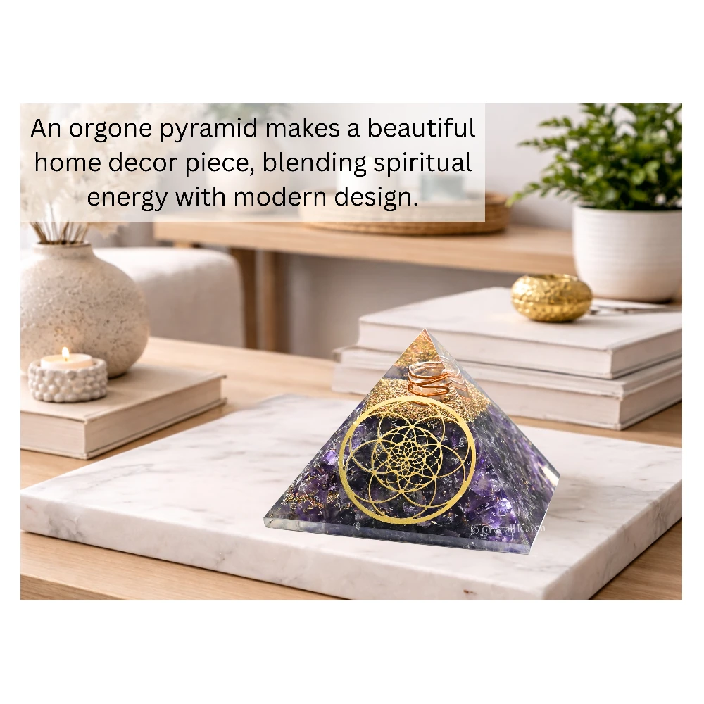 Amethyst Orgone Pyramid (Seed Of Life)